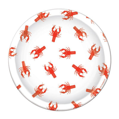 Mardi Gras Crawfish Paper Plates 9 inch - Bulk 96 Pack