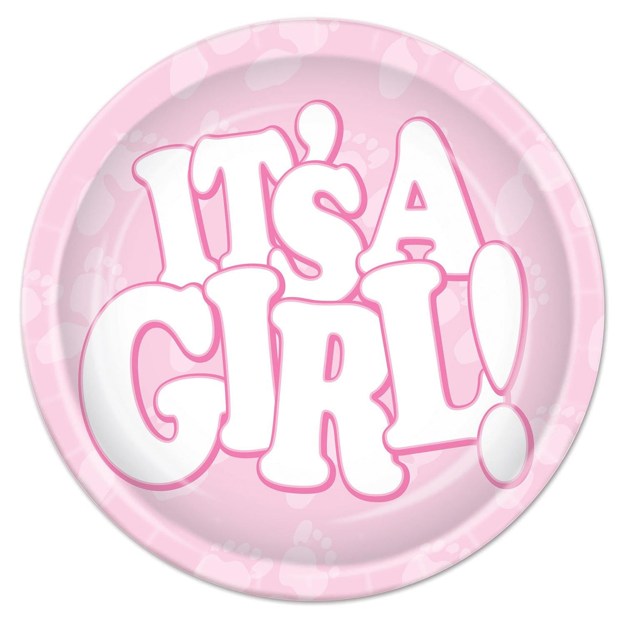 It's A Girl! Paper Plates 9 inch - Bulk 96 Pack