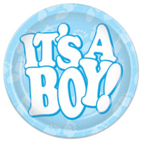 It's A Boy! Paper Plates 9 inch - Bulk 96 Pack