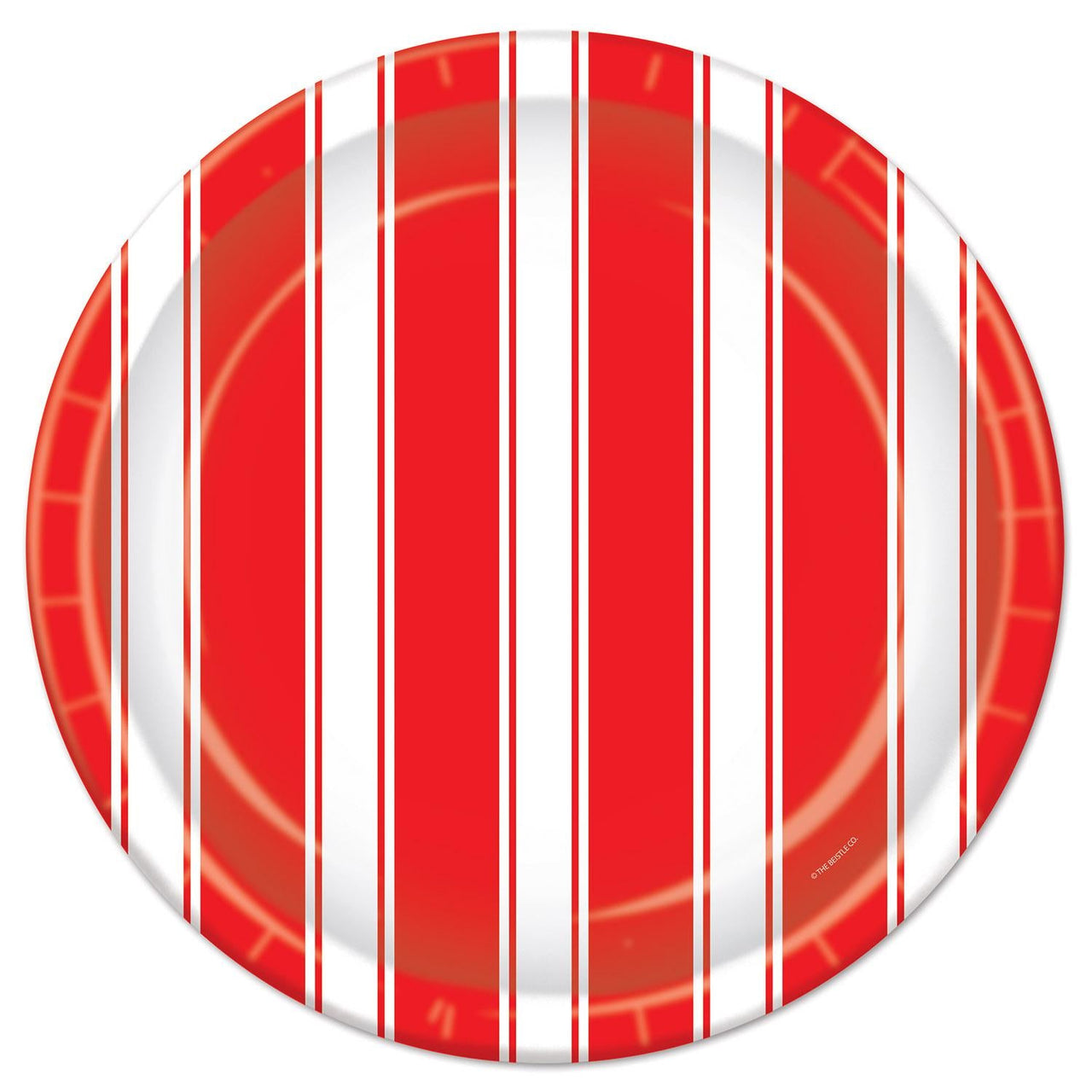 Red/White Stripes Party Paper Plates 9 inch - Bulk 96 Pack