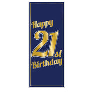 21st Birthday Party Door Cover- Navy and Gold - Bulk 12 Pack