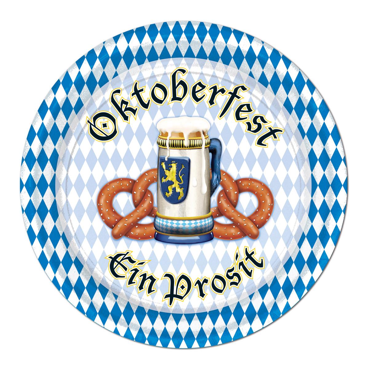 Oktoberfest Theme Paper Plates 7 inch - Bulk 96 Pack
