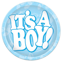 It's A Boy! Paper Plates 7 inch - Bulk 96 Pack