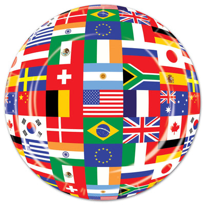 International Flag Party Paper Plates 7 inch - Bulk 96 Pack