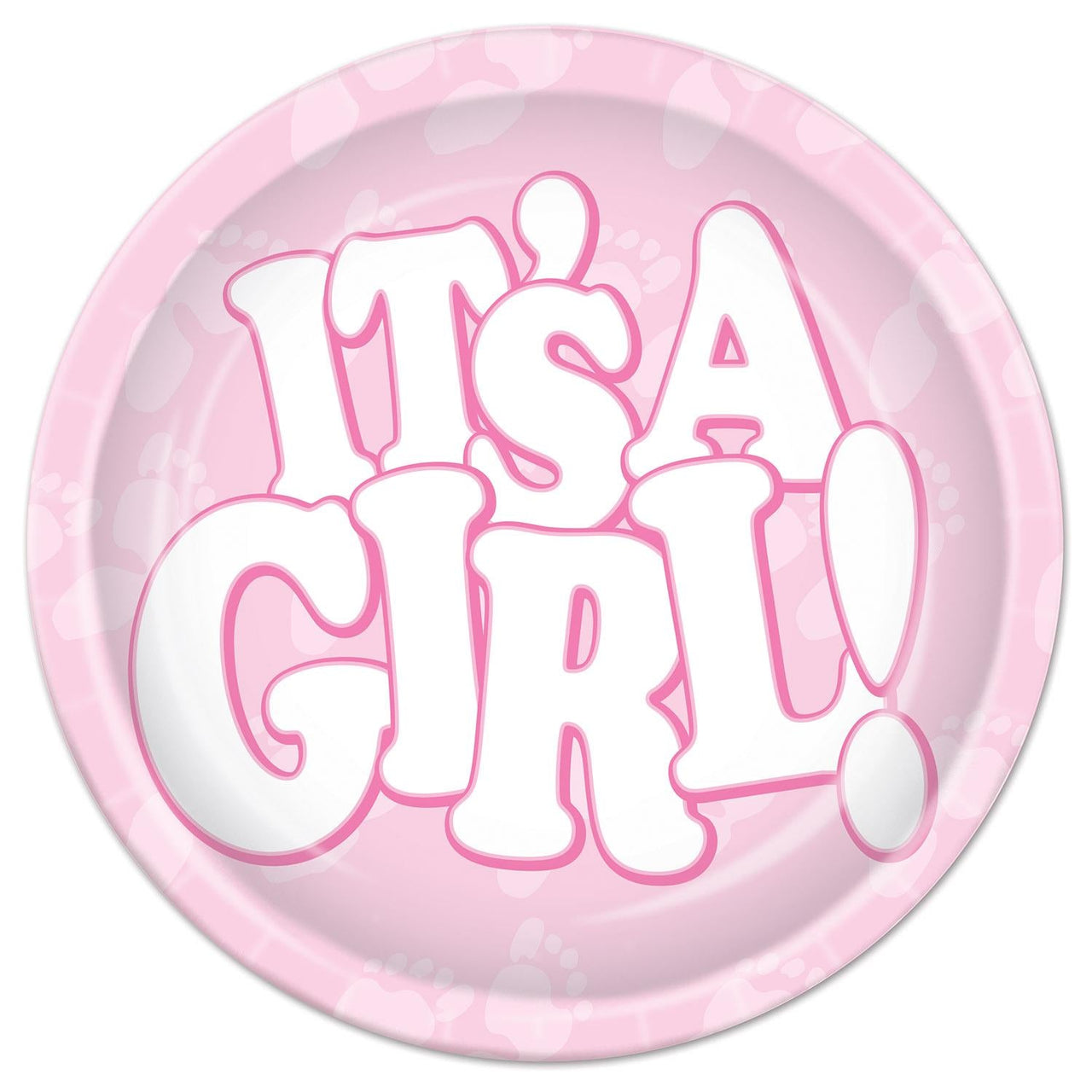 It's A Girl! Paper Plates 7 inch - Bulk 96 Pack