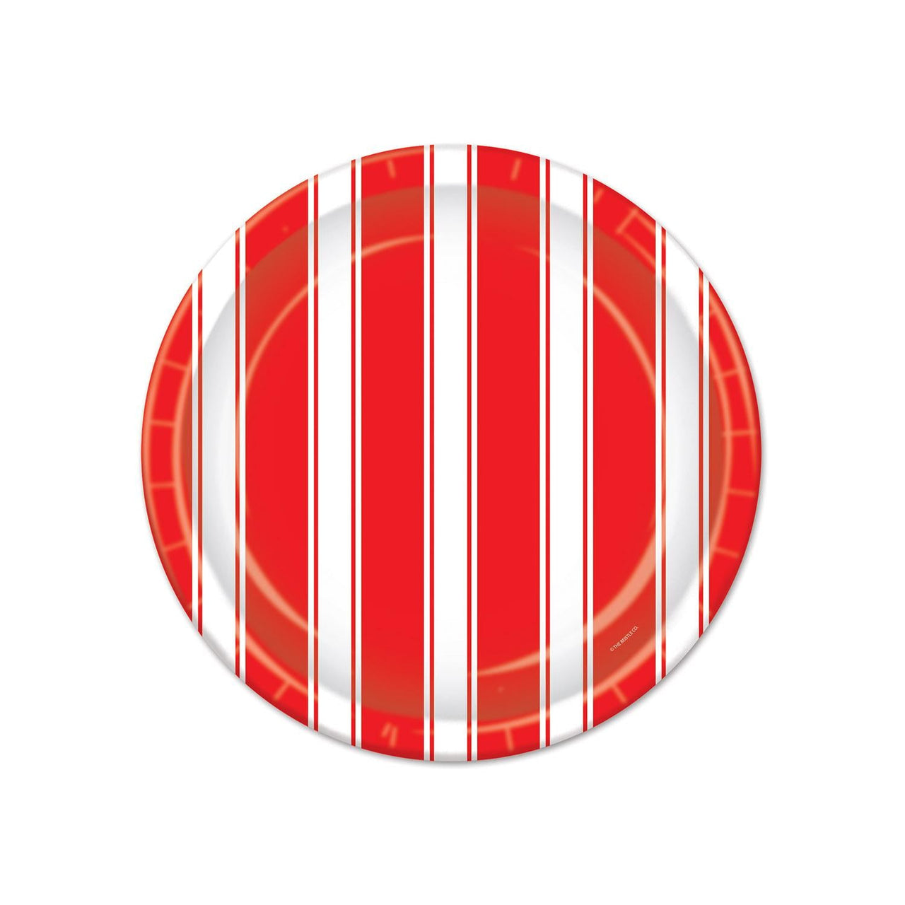 Red/White Stripes Party Paper Plates 7 inch - Bulk 96 Pack