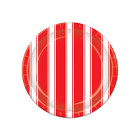 Red/White Stripes Party Paper Plates 7 inch - Bulk 96 Pack