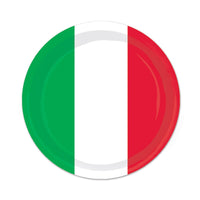 Fiesta Red, White/Green Paper Plates 7 inch - Bulk 96 Pack