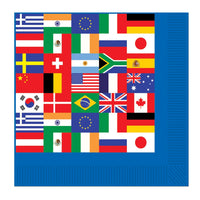 International Flag Party Beverage Napkins - Bulk 192 Pack