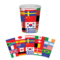 International Flag Party Beverage Cups - Bulk 96 Pack