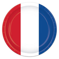 Red, White/Blue Patriotic Paper Plates 9 inch - Bulk 96 Pack