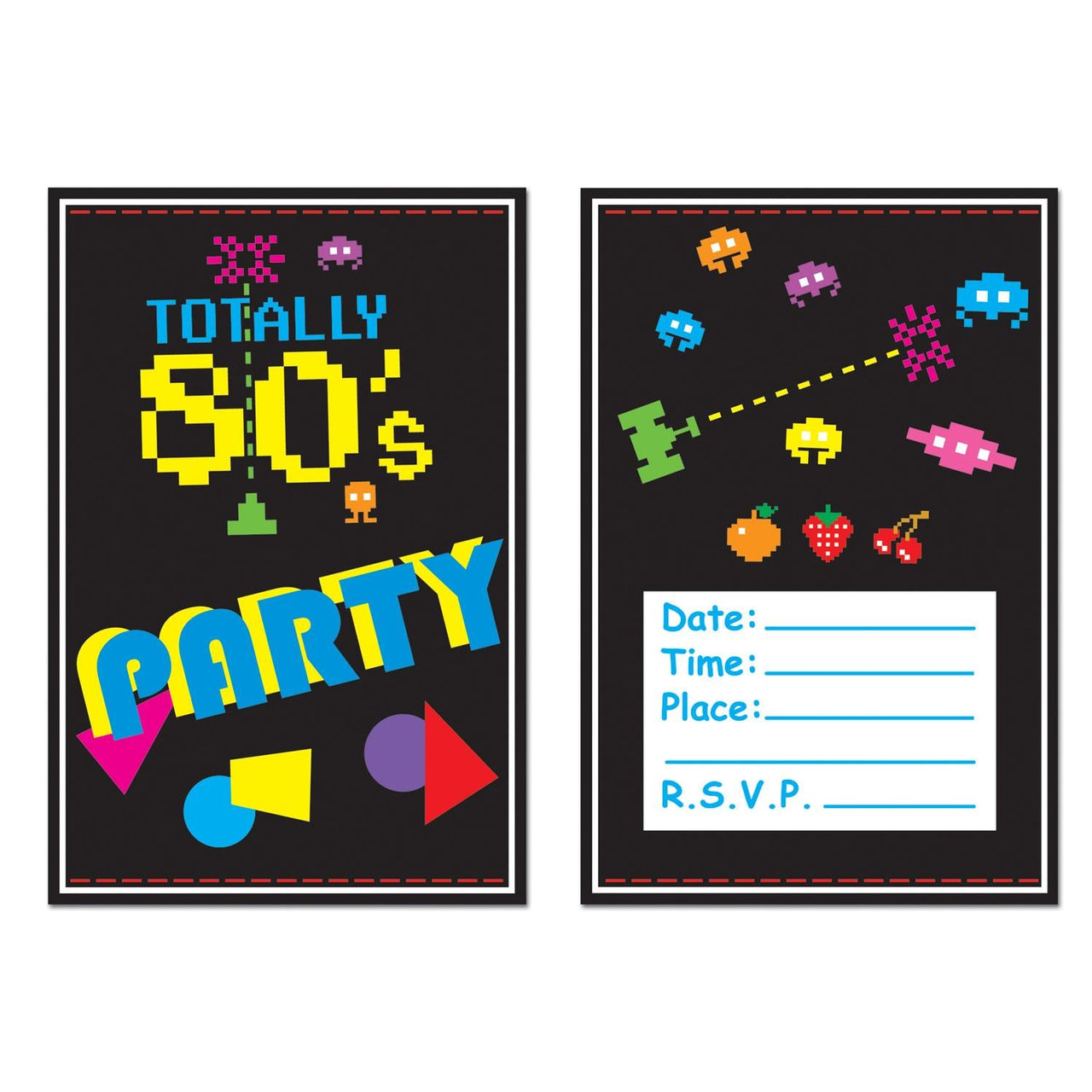 80's Party Invitations - Bulk 96 Pack