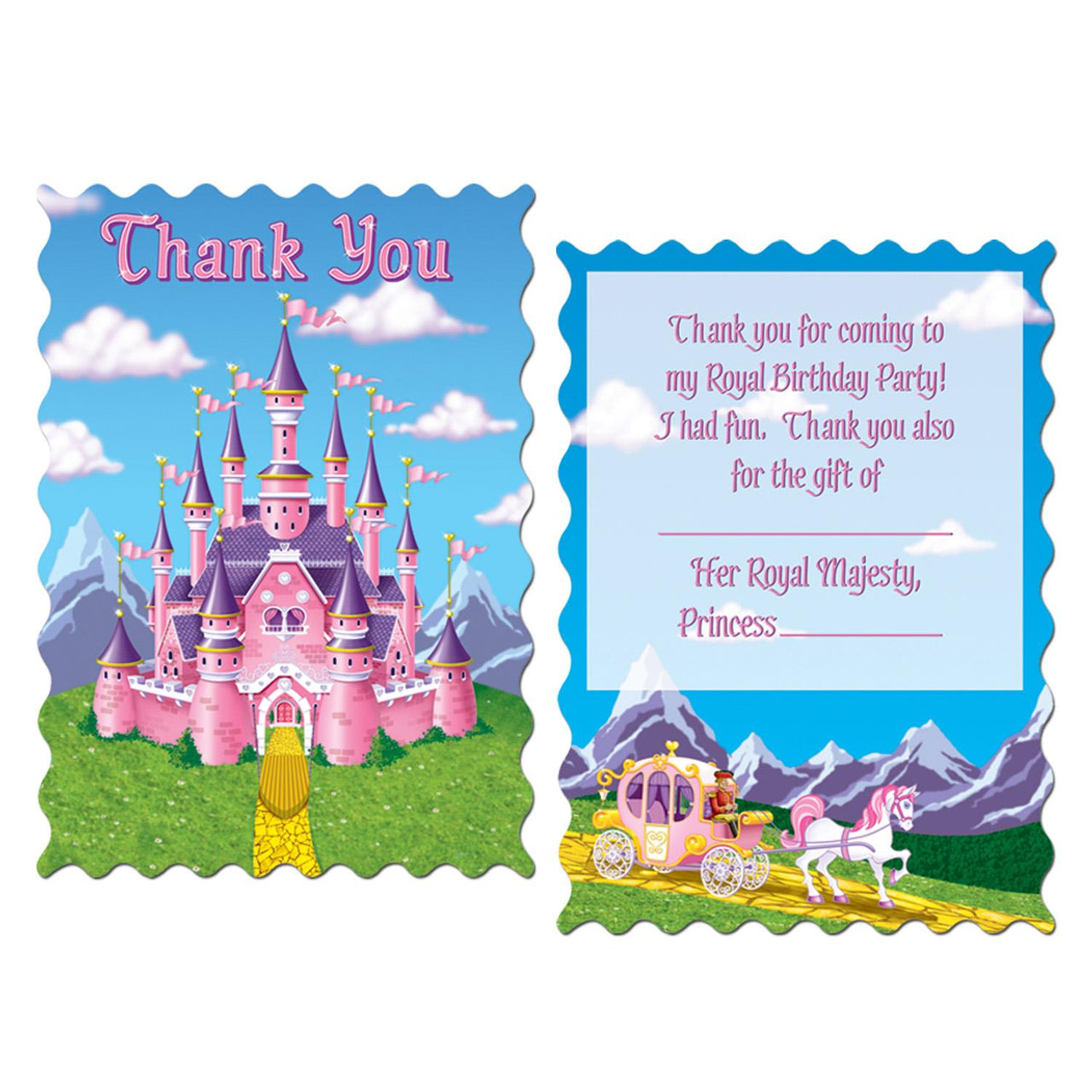 Princess Party Thank You Notes - Bulk 96 Pack
