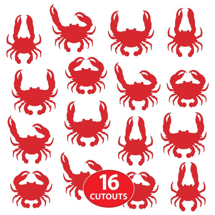 192 Pack Bulk Crab Cutout Decorations