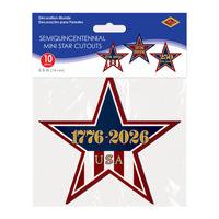 240 Pack Bulk Semiquincentennial Mini Star Cutouts 5.5 inch