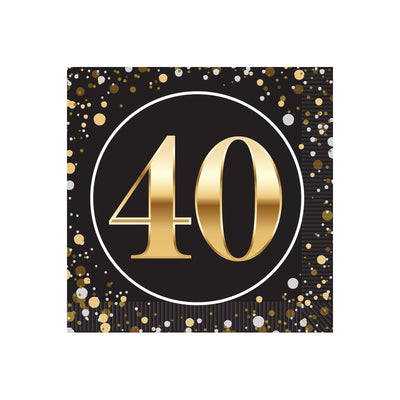 40th Birthday Beverage Napkins  2-Ply Party Supplies