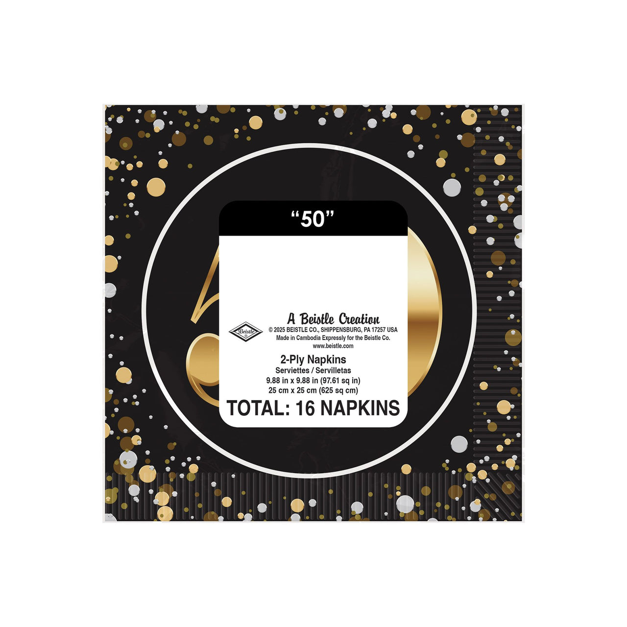 192 Pack Bulk 50th Birthday Beverage Napkins 2-Ply Party Napkins