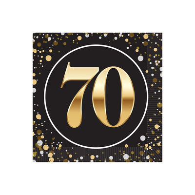 70th Birthday 2-Ply Beverage Napkins - 16 Pack