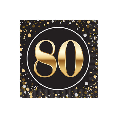 80th Birthday 2-Ply Beverage Napkins - 16 Pack
