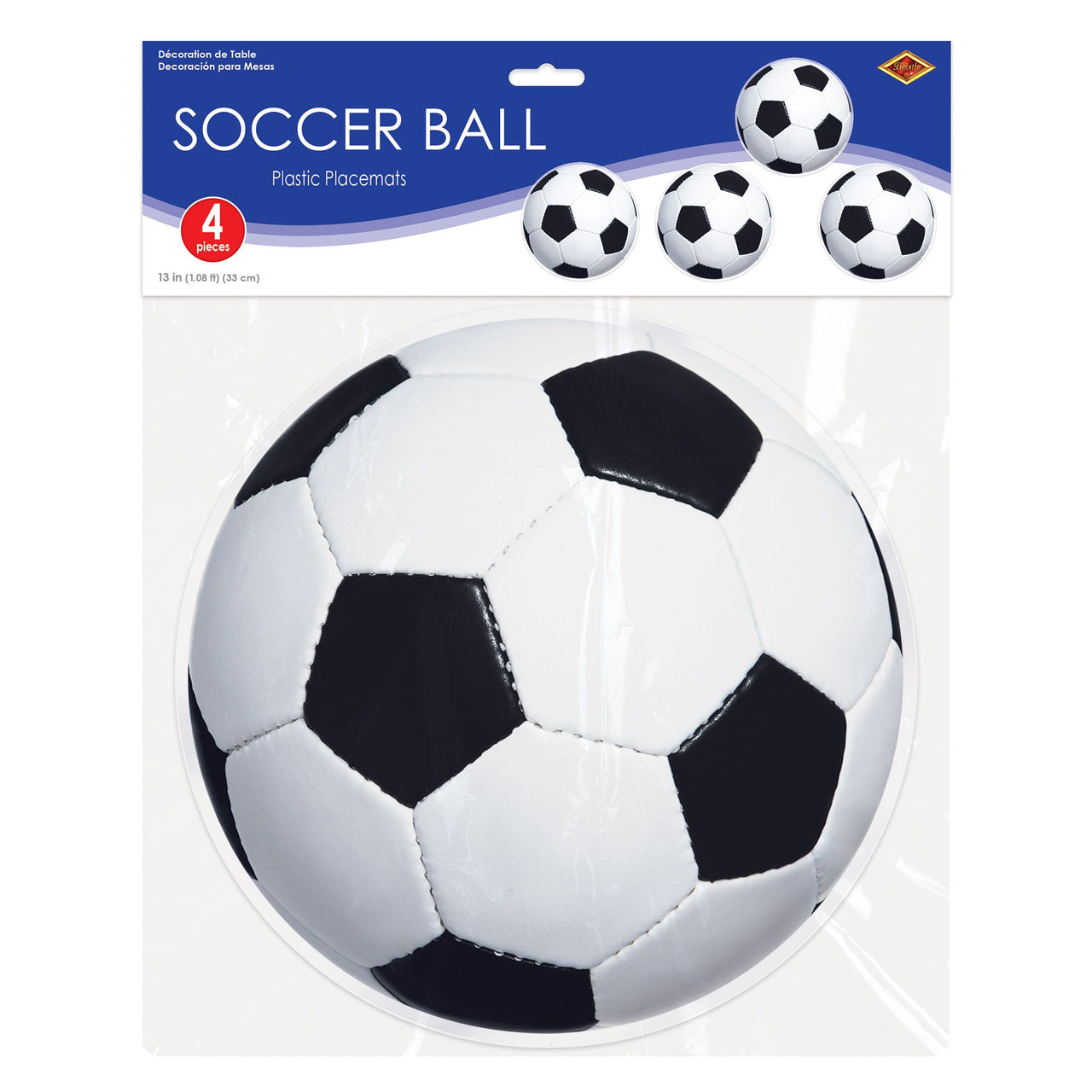 48 Pack Bulk Soccer Ball Placemats 13-inch Sporty Table Decor