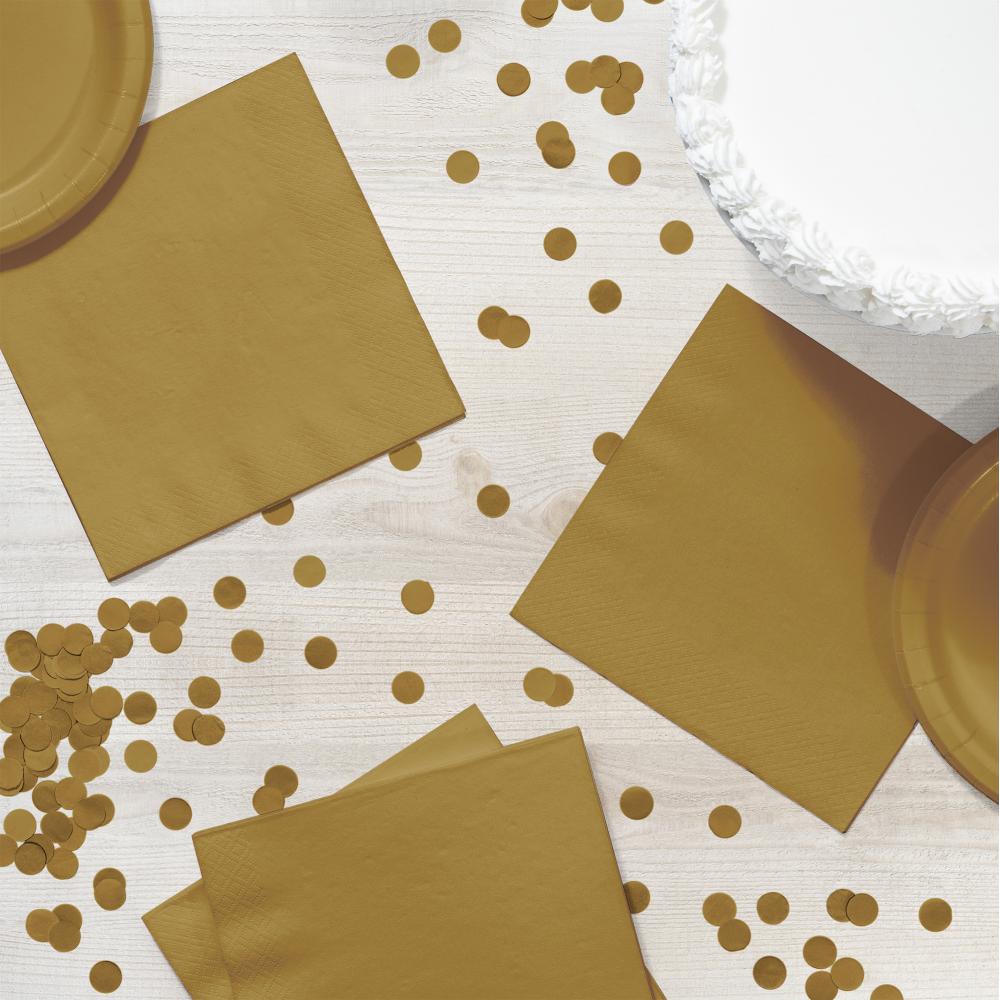 500 pc Bulk Glittering Gold Luncheon Napkins 3 ply