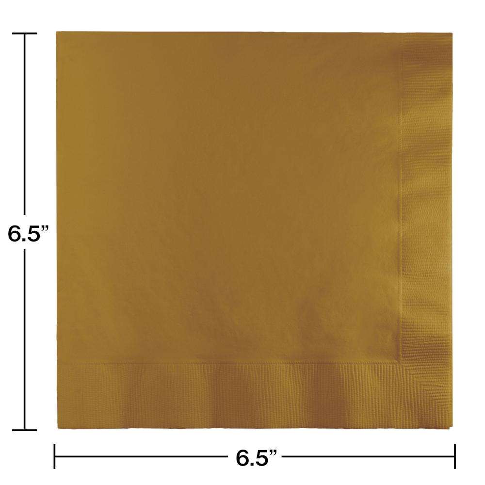 500 pc Bulk Glittering Gold Luncheon Napkins 3 ply