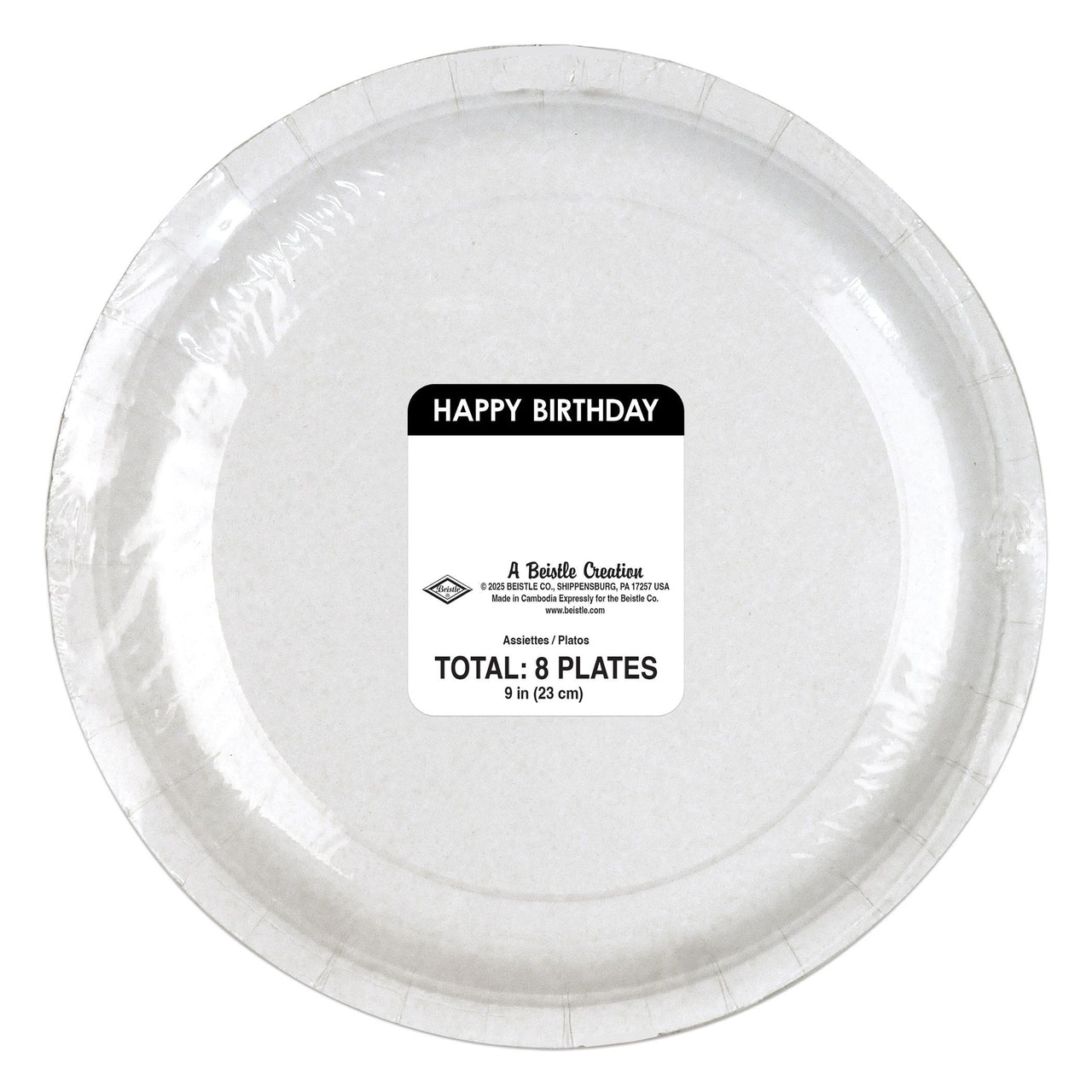 96 Pack Bulk Happy Birthday Plates 9-inch Dinner Plates