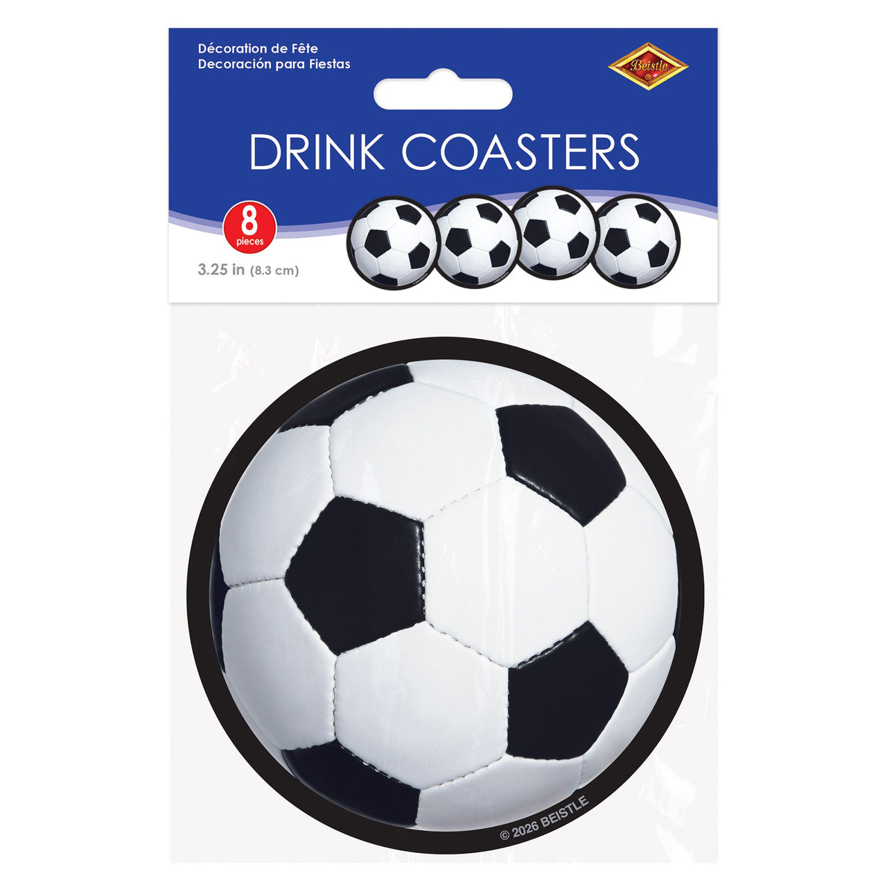 96 Pack Bulk Soccer Ball Coasters 8-Pack for Sports & Parties
