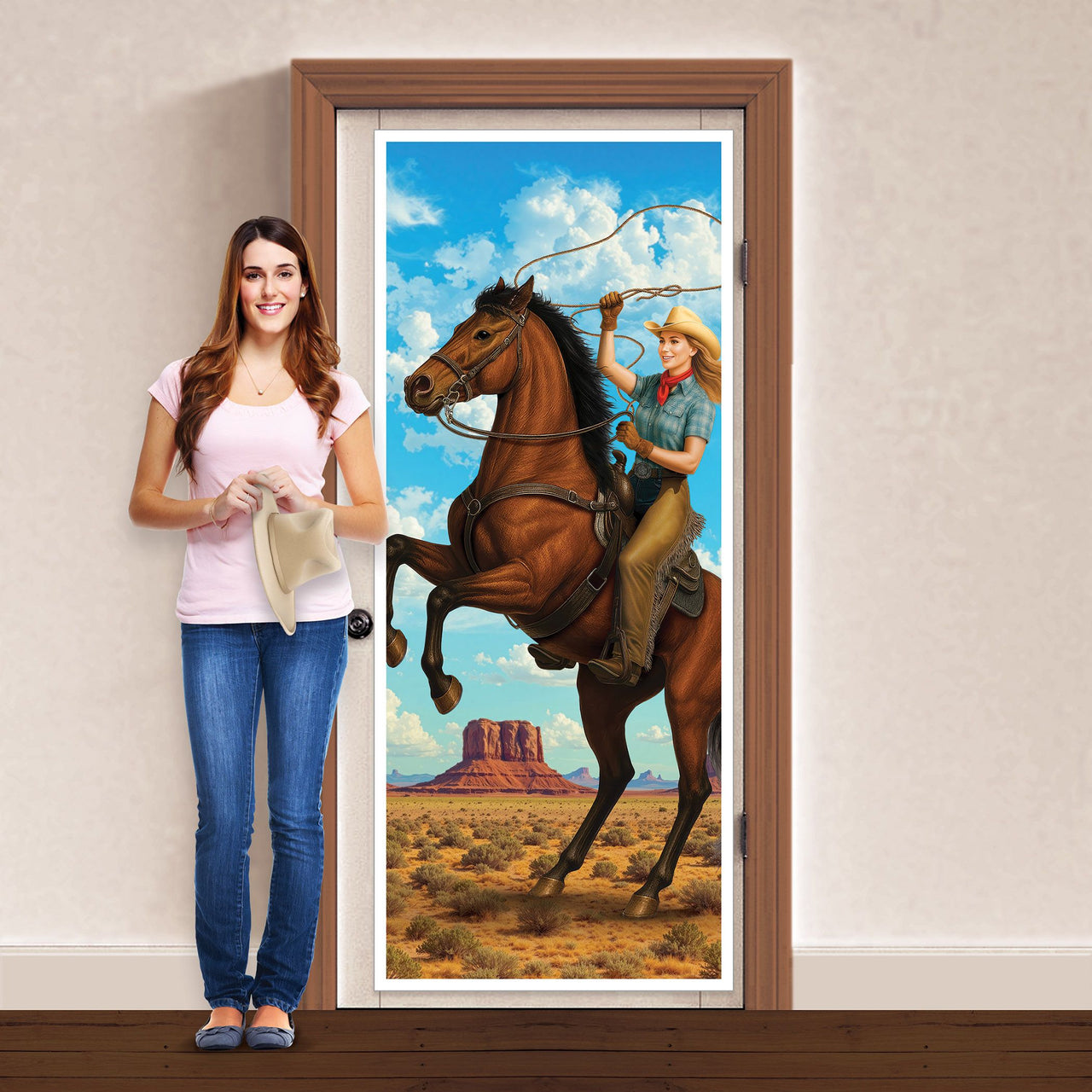 12 Pack Bulk Cowgirl All-Weather Door Cover Western Party Decor