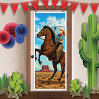 12 Pack Bulk Cowgirl All-Weather Door Cover Western Party Decor
