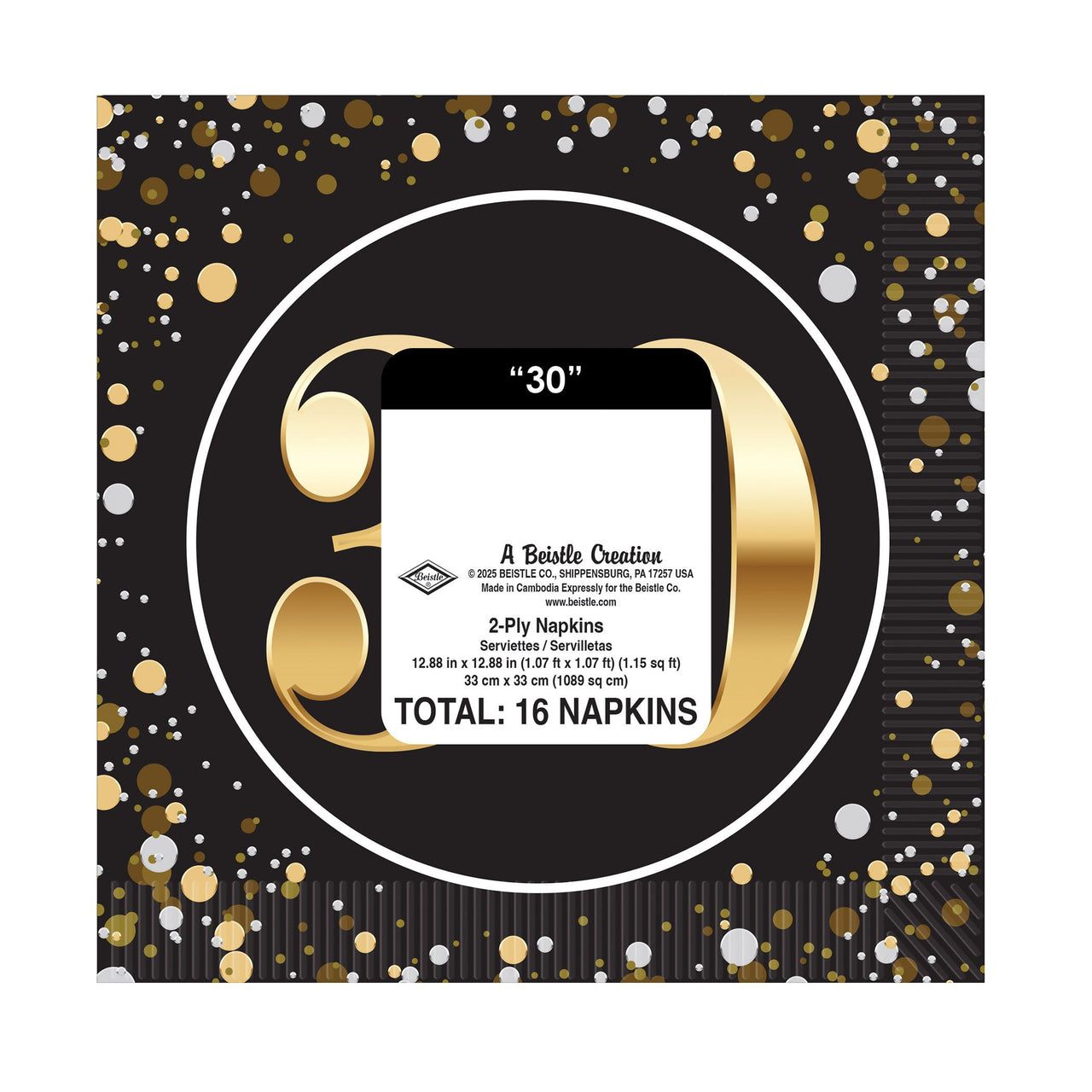 192 Pack Bulk 30th Birthday Luncheon Napkins 2-Ply
