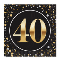 192 Pack Bulk 40th Birthday Luncheon Napkins 2-Ply