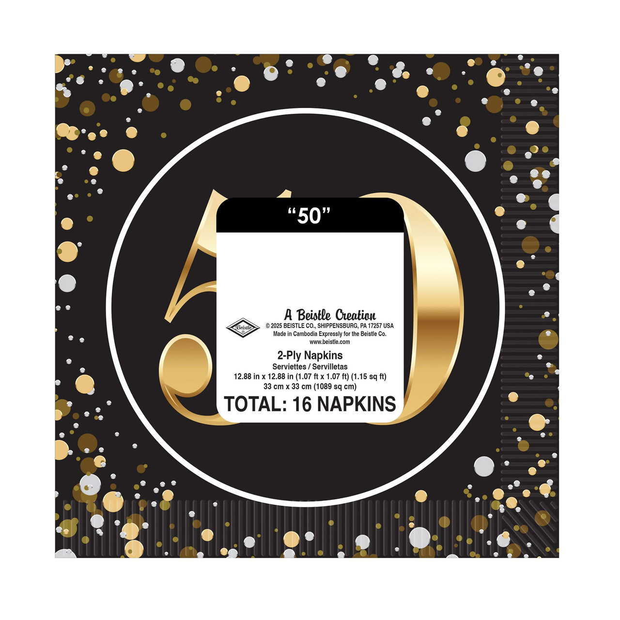 192 Pack Bulk 50th Birthday Lunch Napkins 2-Ply Party Supplies