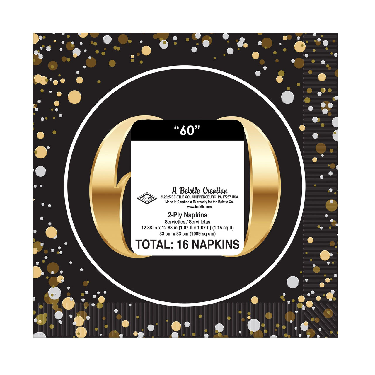 192 Pack Bulk 60th Birthday Luncheon Napkins 16 Ct, 2-Ply