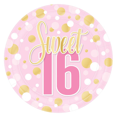 Sweet 16 Birthday Dinner Plates - 9 Inch (8 Count)