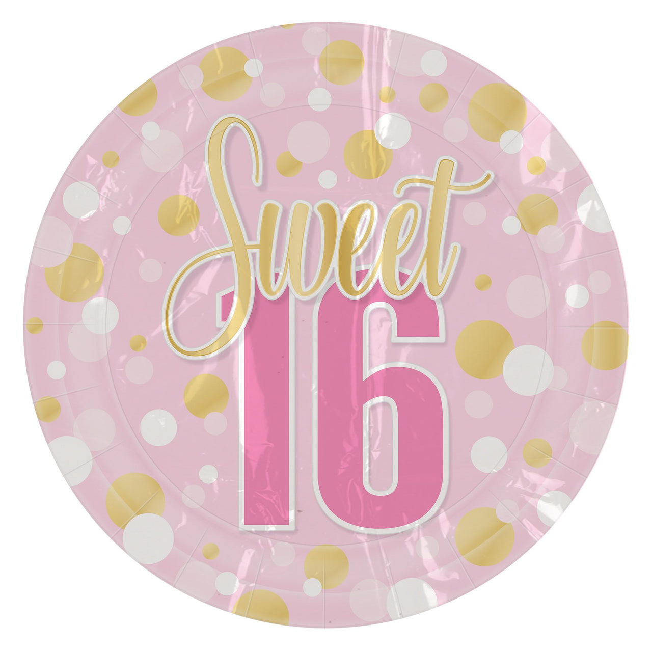 96 Pack Bulk Sweet 16 Birthday Dinner Plates 9 Inch