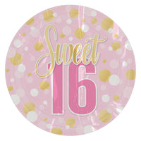 96 Pack Bulk Sweet 16 Birthday Dinner Plates 9 Inch