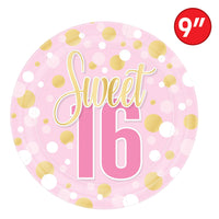 96 Pack Bulk Sweet 16 Birthday Dinner Plates 9 Inch