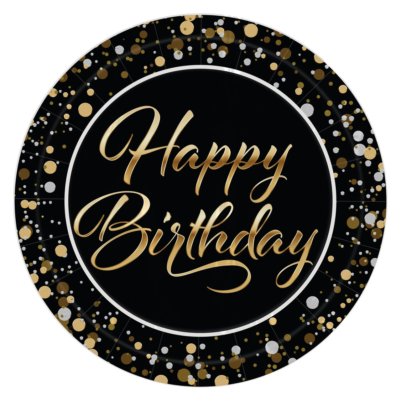 96 Pack Bulk Happy Birthday Dessert Plates 7 inch