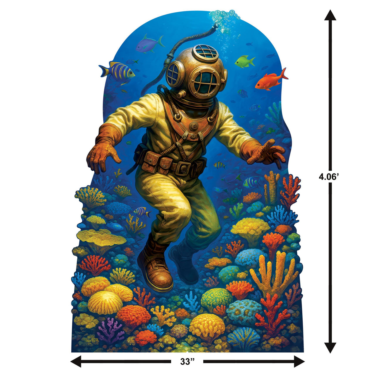 4 Pack Bulk Deep Sea Diver Stand-Up Prop Under The Sea & Luau Decor