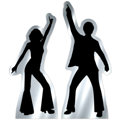 Retro 70s Silhouette Stand-Ups - Groovy Party Decor (2-Pack)