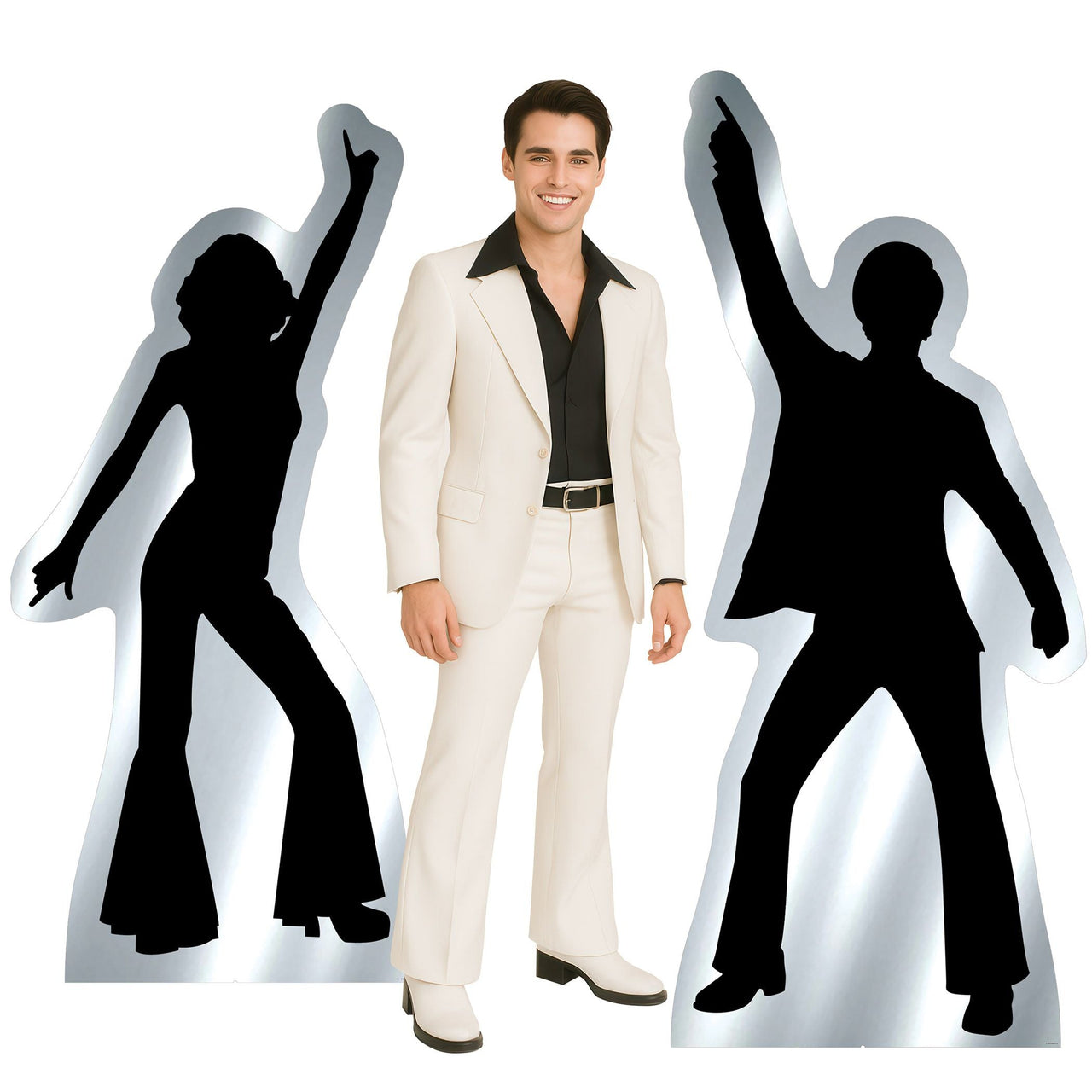 Retro 70s Silhouette Stand-Ups - Groovy Party Decor (2-Pack)