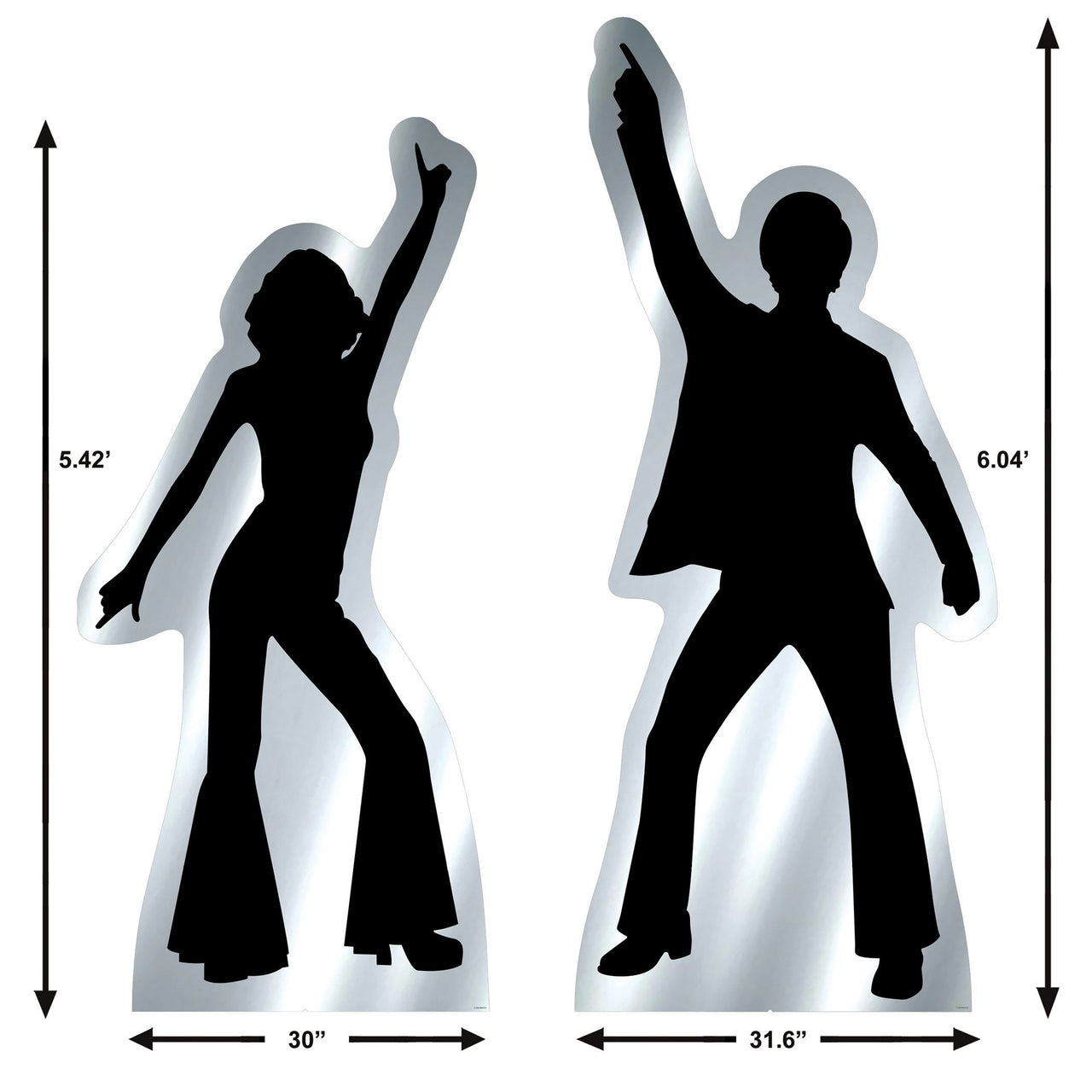 8 Pack Bulk Retro 70s Silhouette Stand-Ups Groovy Party Decor
