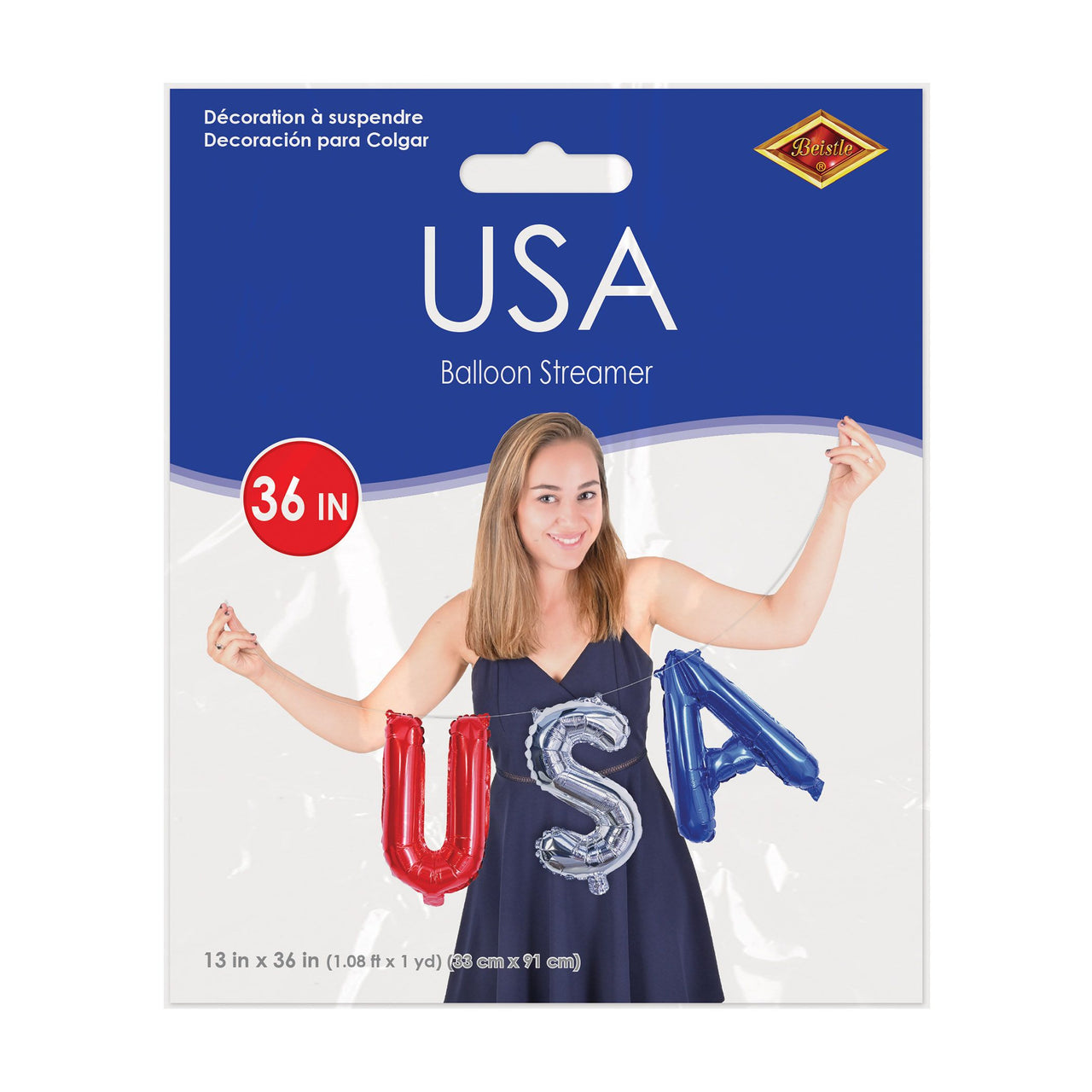 12 Pack Bulk USA Patriotic Balloon Streamer 13 inch x 3ft Decor