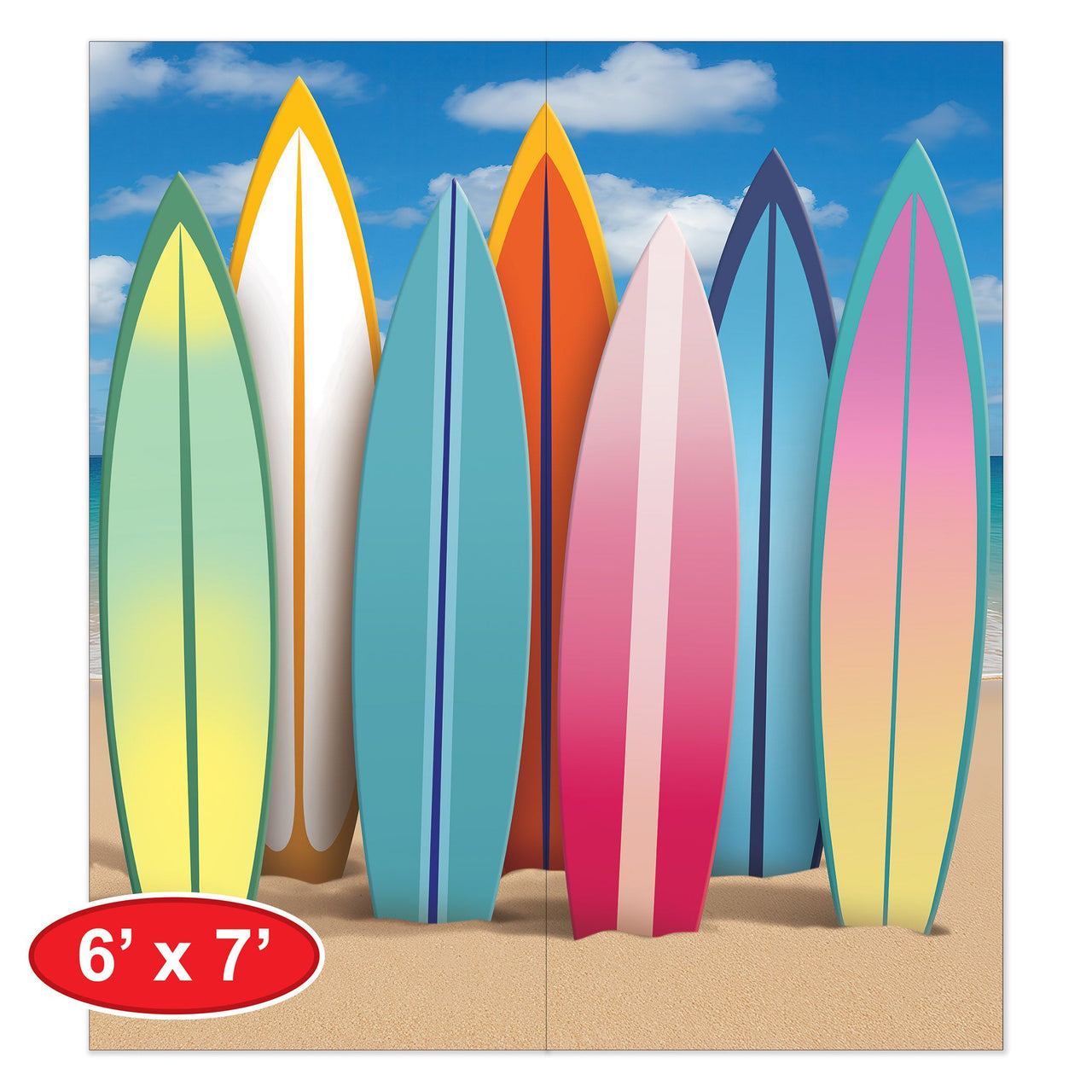 4 Pack Bulk Giant Surfboard Photo Prop Luau Party Decor (7ft x 6ft)