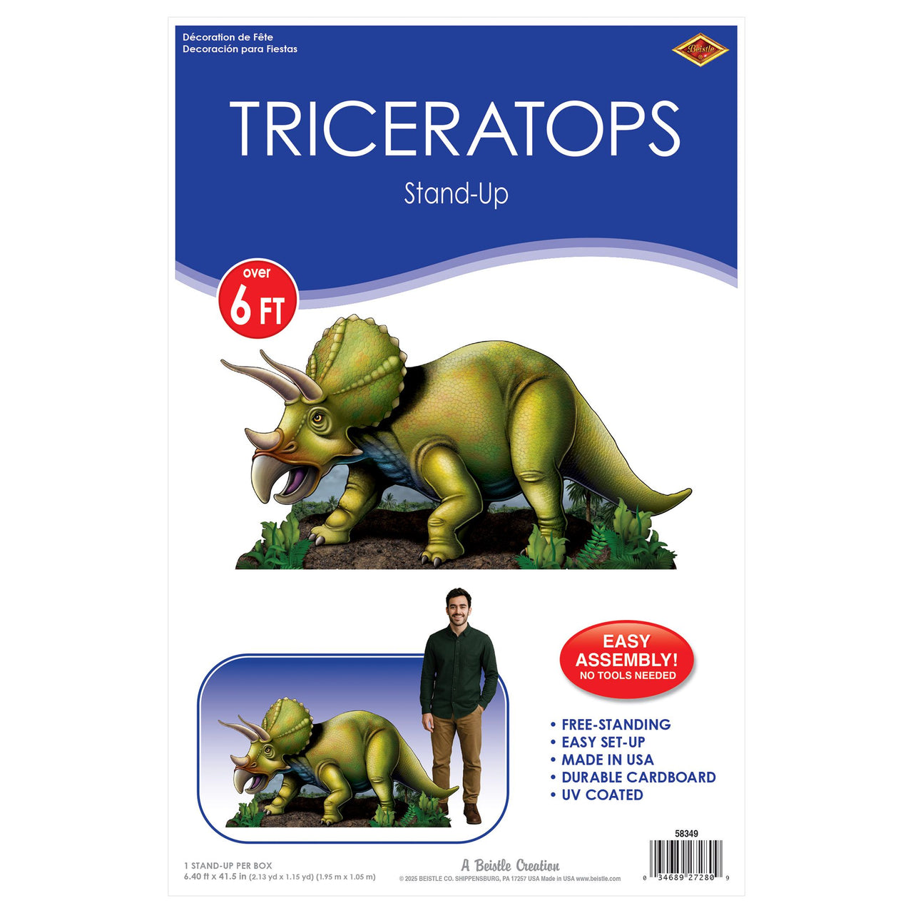 4 Pack Bulk Triceratops Stand-Up Prop Life-Size Dinosaur Decoration
