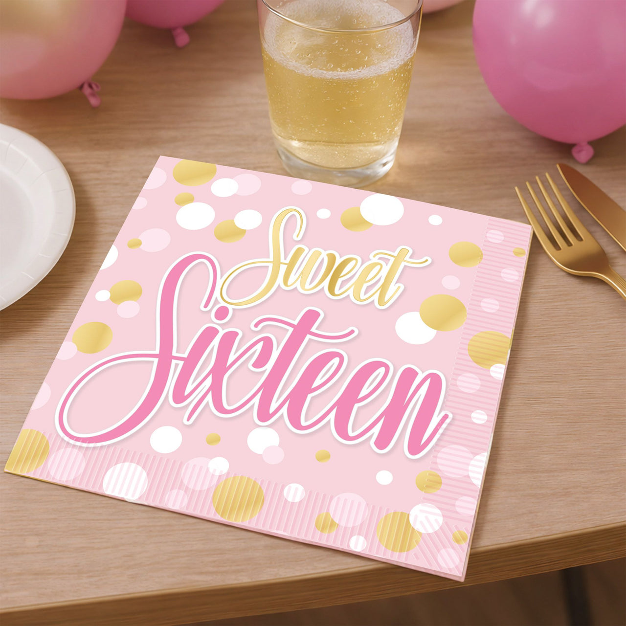 192 Pack Bulk Sweet 16 Luncheon Napkins 2-Ply Birthday Party Supplies