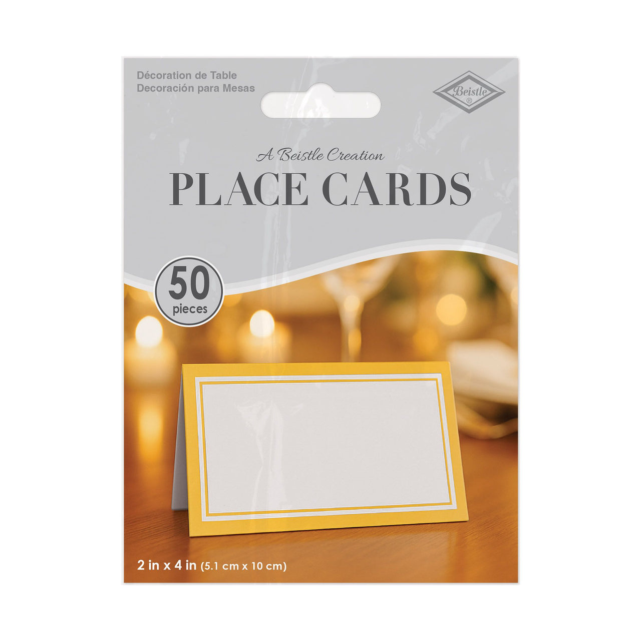 60 Pack Bulk Elegant White & Gold Border Place Cards