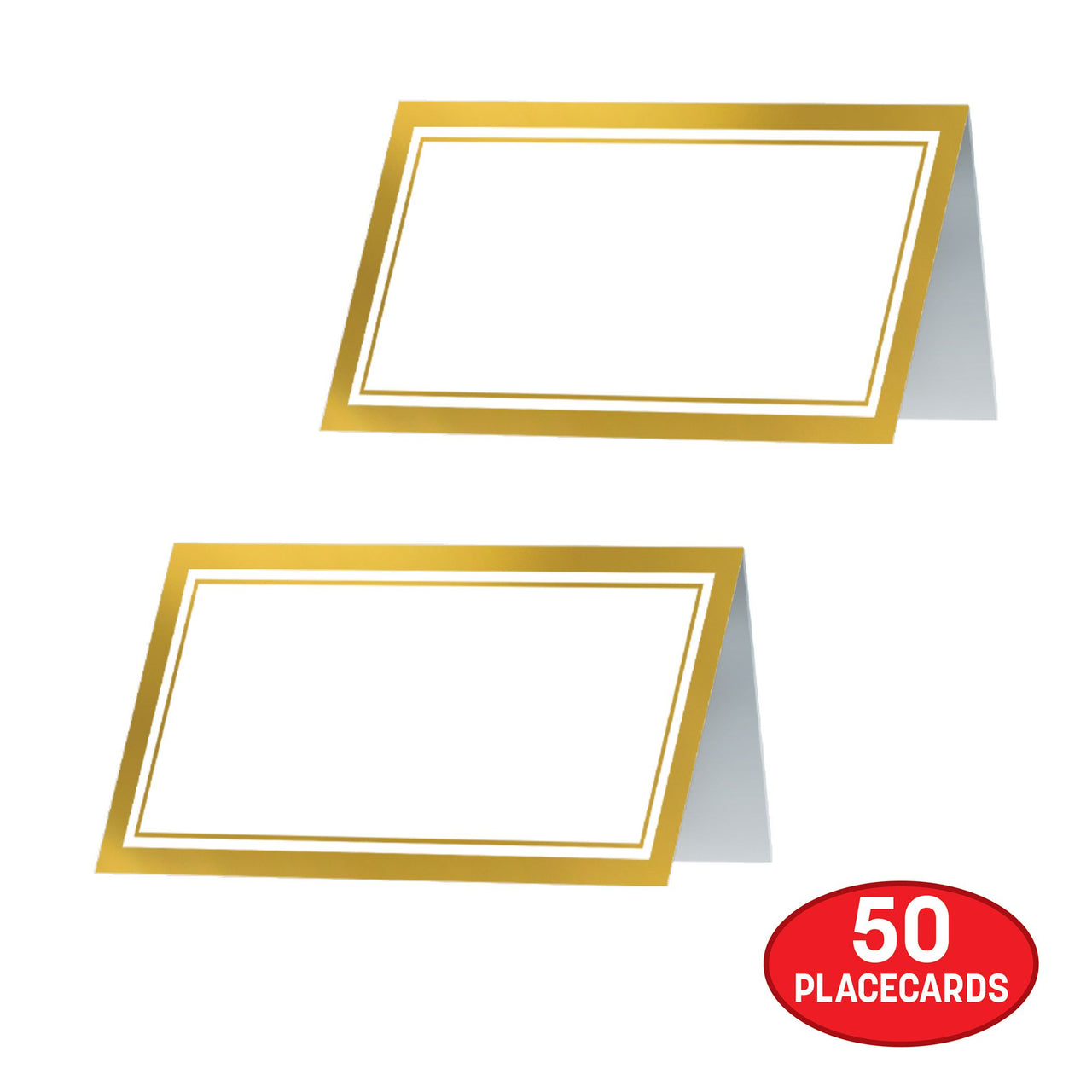 60 Pack Bulk Elegant White & Gold Border Place Cards