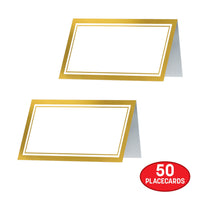 60 Pack Bulk Elegant White & Gold Border Place Cards